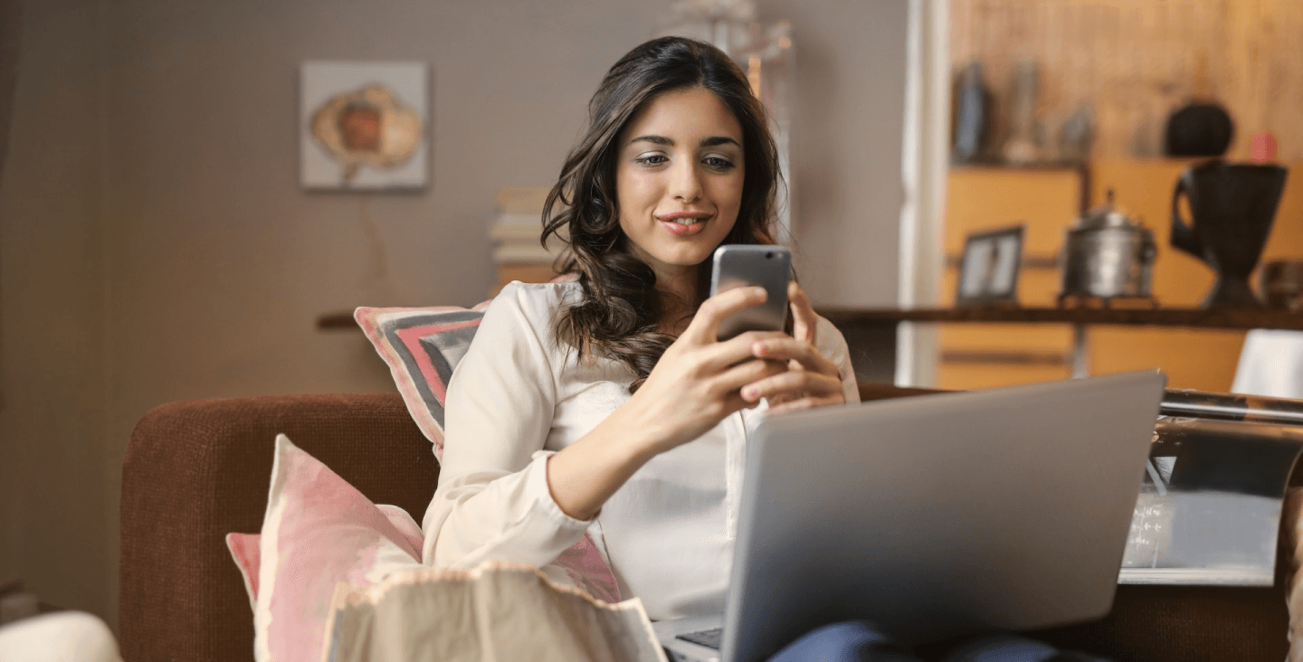 background image women looking phone