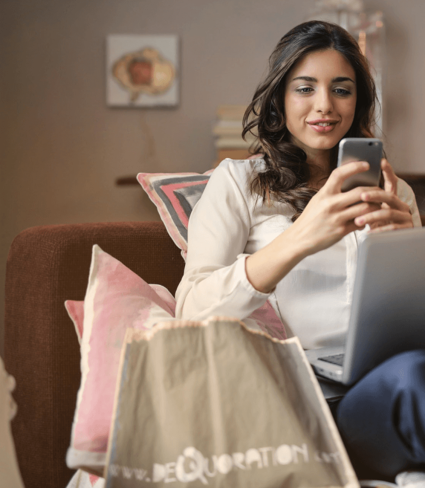 background image women looking phone
